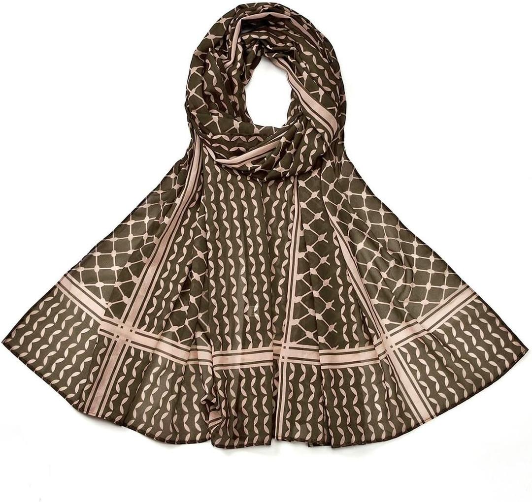 Palestinian Keffiyeh Shemagh Hijab Scarf, Muslim Women Kuffiyeh Arab Headwear (04-dark Coffee)