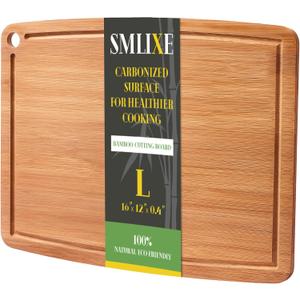 Bamboo Cutting Boards for Kitchen,Carbonized Wood Cutting Board with Deep Juice Groove for Chopping Meat, Vegetables, Fruits, Nuts,Lightweight & Durable,Ideal Kitchen Gift
