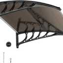 Outvita Window Awnings for Doors Canopy 40''x40'', Polycarbonate Cover Front Door Outdoor Patio Awning Canopy UV Rain Snow Sunlight Protection Hollow Sheet, Brown Board & Black Bracket, AL-YP-0338
