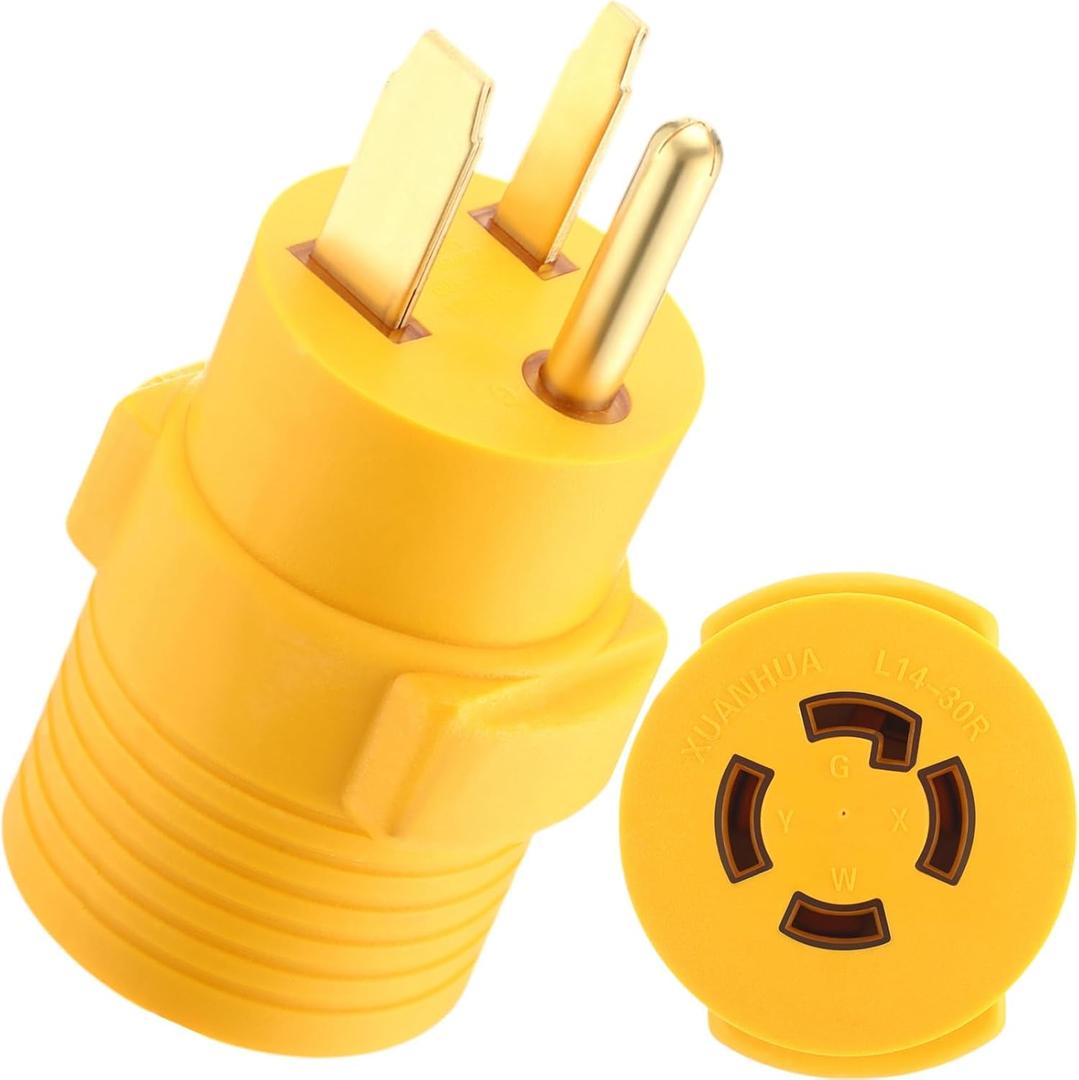 Kanayu 6-50P to L14-30R 30 Amp Welder Adapter Compatible with NEMA, 50 A 6-50P Male to 30A L14-30R Female, 3 Prong Welding Outlet to 4 Prong Generator Locking Plug Generator to Welder Adapter (Yellow)