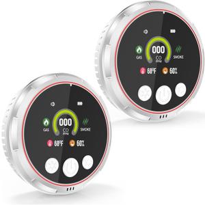 2 Pack 5-in-1 Carbon Monoxide Detectors &Smoke &Natural Gas Leak Detector, Portable Carbon Monoxide Detectors Plug in & Battery Backup - Hotel and Travel Safety, RV, Home