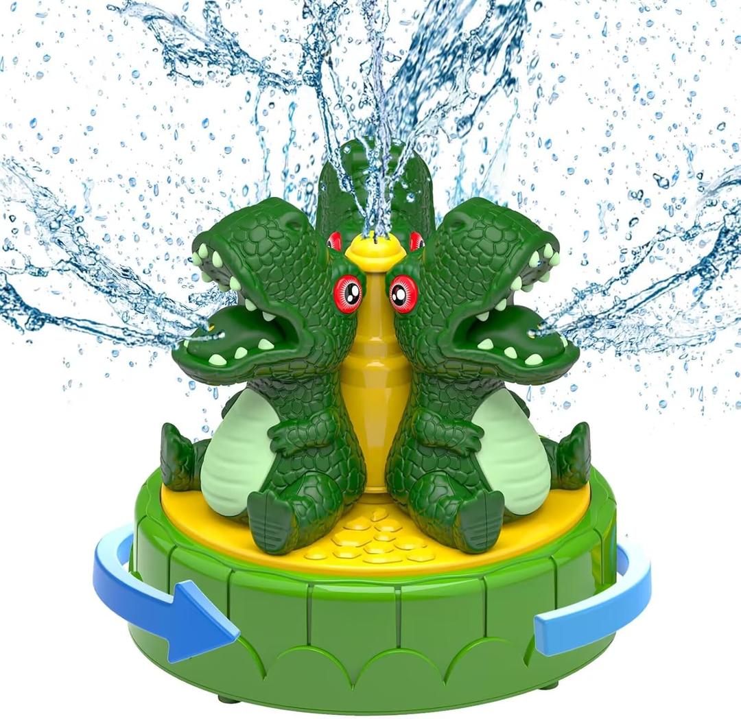 Water Sprinkler for Kids Outdoor Play 8-12, Dinosaur Spray Water Toys Attached to Garden Hose for Summer Splashing Fun for Backyard, Water Play Sprinklers Toy for Kids Age 3-5 4-8 for Outside