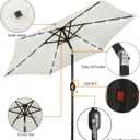 Blissun 7.5 ft Solar Umbrella, 18 LED Lighted Patio Umbrella, Table Market Umbrella