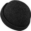 Croogo Fisherman Beanies for Men Women Brimless Docker Hat Winter Watch Cap Sailor Leon Hat Rolled Cuff Harbour Hats (One Size, Ct47-black)
