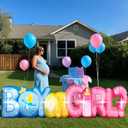 11FT Length Baby Gender Reveal Inflatable Decorations Boy or Girl Yard Signs with 7 LED Lights Pink Baby Shower Centerpieces Birthday Party Supplies