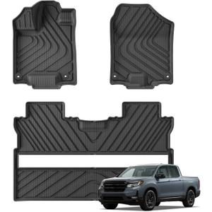 SMABEE Floor Mats for 2017-2024 2025 Honda Ridgeline Crew Cab, TPE All Weather Floor Liners for Ridgeline Accessories Inteior Black
