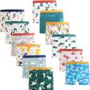 Boys Cotton Boxer Briefs Dinosaur Polar Bear Toddler Kids Underwear 12 Pack (9-10 Years, Blue)