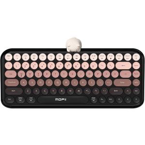 Lomiluskr Colorful Wireless Keyboard, Bluetooth/2.4G Dual Mode, Compact TKL Quiet Membrane Keyboard, Cute Gradient Retro Round Keycaps, Compatible with PC/Laptop/Tablet/Smartphone (Black)