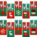 10 Pieces Christmas Silverware Holder Pocket Tableware Cutlery Organizers Felt Xmas Tree Snowman Reindeer Snowflake Stocking Knife Fork Flatware Bags Christmas Party Dinner Table Supplies