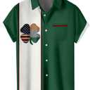Hawaiian Bowling Shirts for Men Short Sleeve Printed Regular Fit Summer Beach Casual Button Down Aloha Shirts (Medium, St Patrick Green)