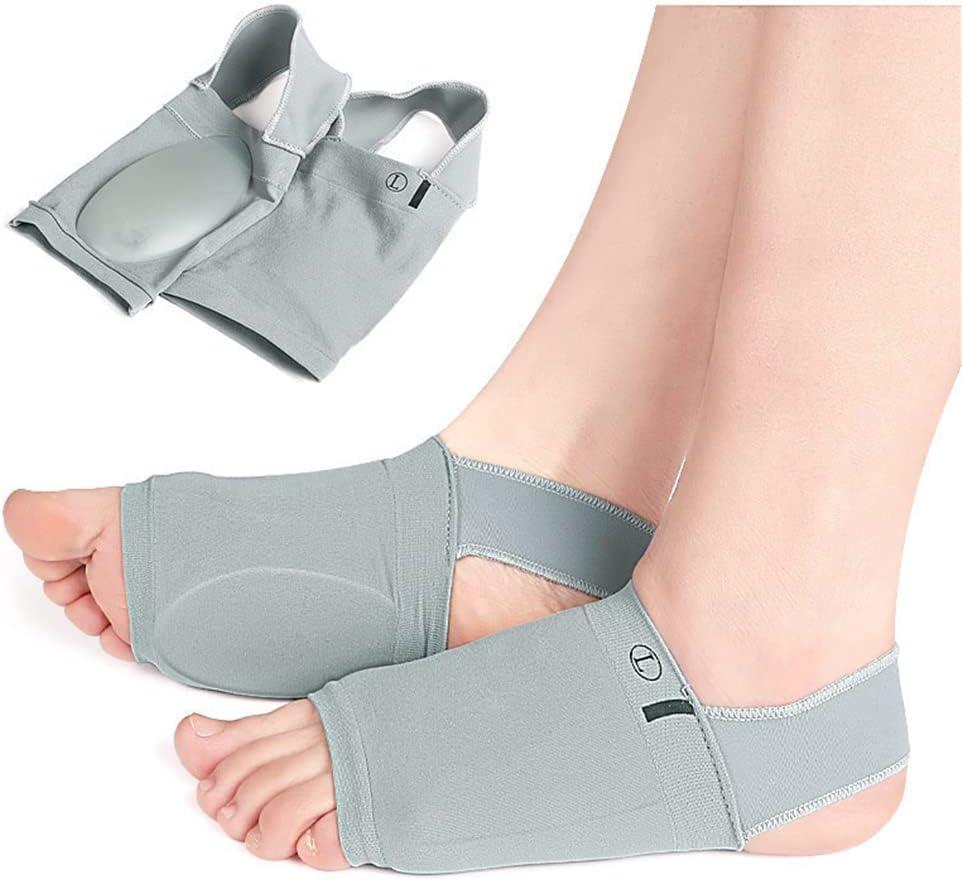 Upgrade Metatarsal Compression Arch Support Sleeves with Gel Pad Inside - Arch Support Brace for Flat Foot & Plantar Fasciitis Pain Relief - Women & Men - 1 Pair (Gray)