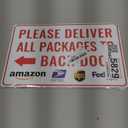 Please Deliver All Packages to Back Door Left Arrow - Bestylez Delivery Sign for Outdoor Use 12" * 8" (147)