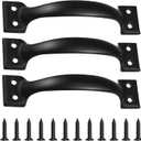 3 Set Metal Gate Handle Screen Door Handle, 5.4'' Black Aluminium Alloy Door Pull Handle, Shed Fence Gate/Fence Gate Handles, Sliding Barn Door Handle for Garage, Fence Gate, Wooden Fences