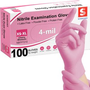 Schneider Nitrile Exam Gloves, 4-mil Medical Gloves Disposable Latex Free, Powder Free, Food Safe Glove for Examination