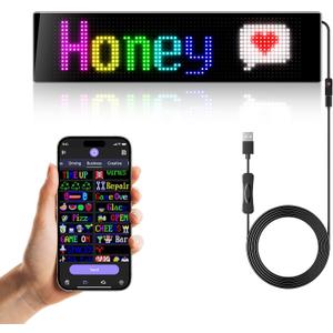 Programmable LED Car Sign, Scrolling LED Sign, Flexible LED RGB Message Display, Bluetooth APP, DIY Design Colours, Animations,Text, Graffiti (15"x 4")