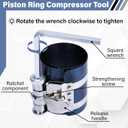 Piston Ring Compressor Tool, Car Engine Piston Ring Installer Removal Kit, Adjustable Compression Range 2"-6.9" Diameter (53mm - 175mm), Compressor Tool with Pistons Rings Pliers