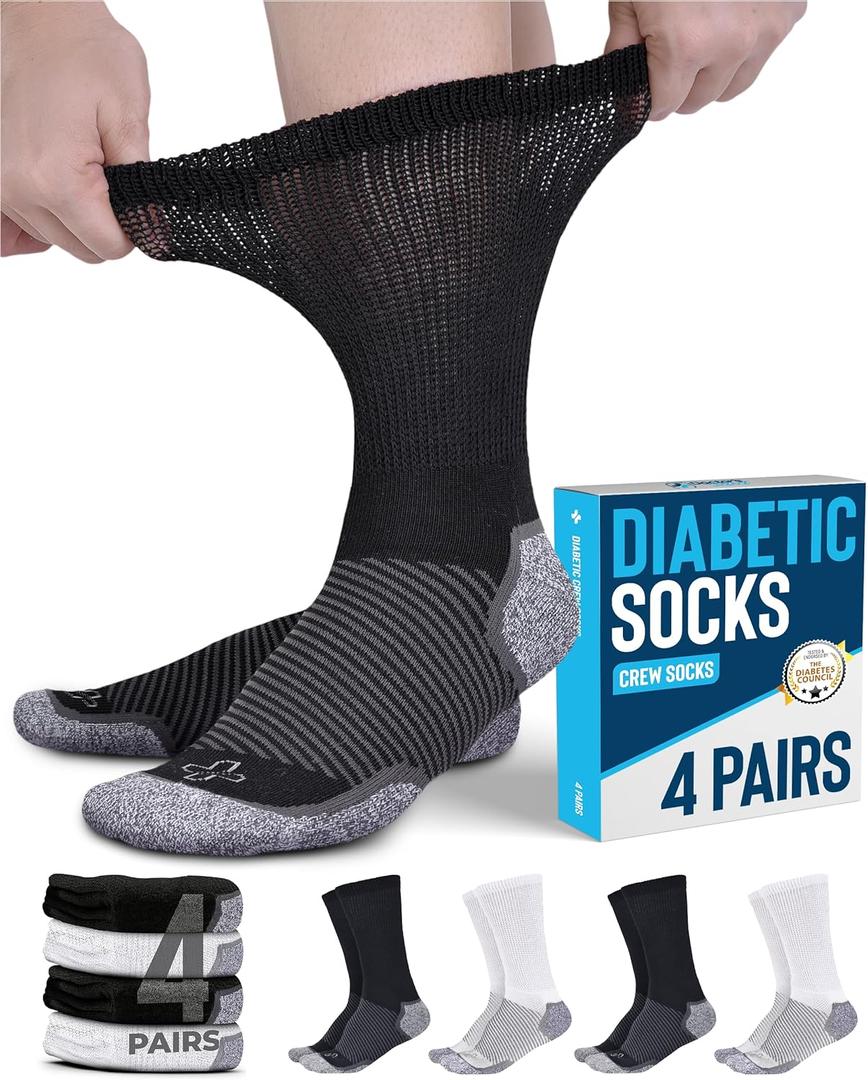 Doctor's Select Diabetic Socks for Men and Women - Non-Binding Neuropathy Socks for Diabetics Men | Non Grip & Grip Socks (Medium)