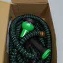 Flexi Hose with 8 Function Nozzle, 25FT - Lightweight Expandable Garden Hose, No-Kink Flexibility, 3/4 Inch Solid Brass Fittings and Double Latex Core - Black and Green