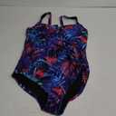 Tempt Me Women Ruched Slimming One Piece Swimsuits Tummy Control Vintage Bathing Suits (X-Large, Purple Leaf Printed)