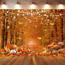 7x5ft Fall Photo Backdrop Autumn Maple Forest Leaves Pumpkin Background Fall Thanksgiving Day Friendsgiving Party Farm Harvest Event Birthday Decorations Banner