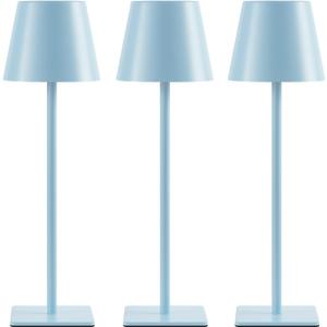 UME 3 Pack Cordless Table Lamp, Battery Operated Lamp - Portable Waterproof Rechargeable Table Lamp w/ 3 Color Temps & Stepless Dimming for Dinner, Desk, Cafe, Outdoor (Blue)