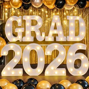 BainGesk Graduation Decorations Class of 2026, 8 LED Marquee Light Up Letter GRAD 2026 Sign for Graduation Party Decor, 2026 Graduation Decorations Party Favor Supplies