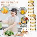 Suclain 24 Pcs 3 oz Mini Wide Mouth Plastic Jars with Lids Small Canning Yogurt Jars and Tags for Jelly, Jams, Honey, Spice, Wedding Favors. Included 1 Roll of Rope and 60 Labels(Gold)