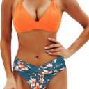 Yonique Women Two Piece Bathing Suits Push Up Bikini Set Halter Swimsuit Vintage Swimwear M