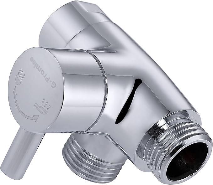 GPromise Solid Metal Shower Arm Diverter for Hand Held Showerhead and Fixed Spray Head, G 1/2 3Way Bathroom Universal Diverter System Replacement Part (Chrome)