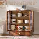 Bamboo Countertop Cabinet with Acrylic Doors, 15.7W x 18.5H x 5.9D inches, Kitchen Storage Display Case with Drawer, Arched Design (Brown), 15.7*5.9*18.5IN