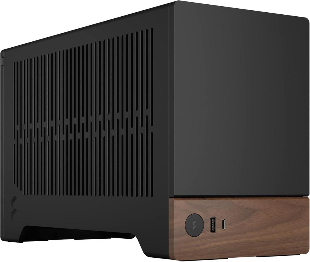 Fractal Design Terra Graphite - Wood Walnut Front Panel - Small Form Factor - Mini ITX Gaming case  PCIe 4.0 Riser Cable  USB Type-C - Anodized Aluminum Panels