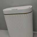 Bathroom Small Trash Can with Automatic Touchless Lid, 2.6 Gallon Smart Garbage Can Narrow Waterproof Trash Bin for Bedroom, Office, Living Room (Gold White)