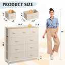 WLIVE 9 Drawer Dresser, Fabric Storage Tower for Bedroom, Hallway, Closet, Tall Chest Organizer Unit for Bedroom with Fabric Bins, Steel Frame, Wood Top, Easy Pull Handle, Cream White