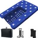 Inflatable Dock Platform, Dog Boat Ramp Floating Non-Slip Oxford and PVC Water Ramp for Dogs Pool, Dock, Lake with Traction Rope, Manual Air Inflation Pump Blue (4.7ft x 3ft x 6in)