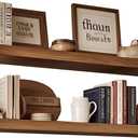 Solid Wood Floating Shelves for Wall, Rustic Farmhouse Wall Mounted Shelf Set of 2, Heavy Duty Bathroom & Living Room Decor (Walnut Color, 23.5''x 7''x 1.5'')