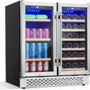 Freestanding Wine Cellars 15 Inch, Dual Zone Cooler, Smart Wine Cooler Refrigerator with WiFi, Undercounter Glass Door Fridge for Kitchen, Office, Bedroom, Soft LED Light Holds 28 Bottles 80 Cans (X Large)