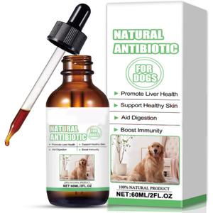 Dog Antibiotics in Drops, Naturally Supports Dog Healthy Itch Relief, Ear Infection Treatment, Dogs Allergy Relief, Inflammation Relief & More, 60ml, EXP 10/21/2027