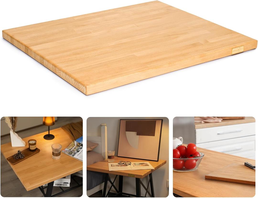 30"x25" Butcher Block Counter Top, DIY Beech Countertop, 1.5'' Thick Waterproof Table Top, Used as Cutting Board, Office Desk Tops, Living and Dining Room Tables, Laundry Counters, Kitchen Island