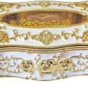 Bling Rhinestone Tissue Box Holder,Luxurious European Style Rose Tissue Box Cover for edroom,Office,Bathroom,Home,Travel,Restaurant(Gold&White)