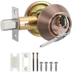 PATIKIL Keyed Alike Single Cylinder Deadbolts, Keyed Entry Door Knob Anti-Theft Exterior Door Hardware for Front Door and Entrance Door, Red-Copper PATIKIL Keyed Alike Single Cylinder Deadbolts, Keyed Entry Door Knob Anti-Theft Exterior Door Hardware for Front Door and Entrance Door, Red-Copper