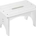 Wooden Step Stool for Adults, 9" Portable Wood Step Stool for Kids, Heavy Duty One Step Bedside Stool with 550 Lbs Load Capacity, Non-Slip White Foot Stool for Kitchen Bathroom Bedroom