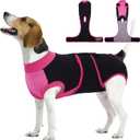 Kuoser Recovery Suit for Dogs After Surgery, Soft Dog Surgery Suit Female Male, Breathable Pet Surgical Recovery Shirt, Anti Licking Dog Onesie for Abdominal Wounds Cone Alternatives, Black M