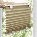LazBlinds Tool-Free Cordless Pleated Shades with Suction Cups Light Filtering Top Down Bottom Up Pleated Blinds for Window Size 31" W x 64" H, Brown