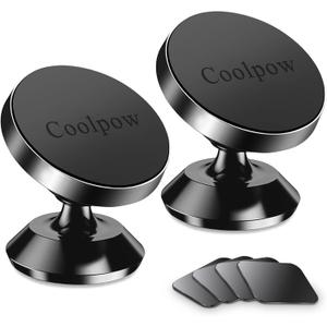Coolpow2 Packs Magnetic Phone Holder for Car Strong Magnet Phone Holders for Your Car Phone Holder Mount for Car 4 Metal Plate Universal Dash Cell Phone Car Mount for iPhone Samsung Car Accessories (Black)