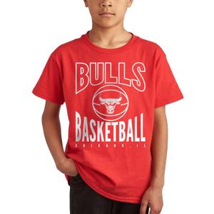 Junk Food NBA Team Basketball - Officially Licensed Kids Short Sleeve Fan T-Shirt for Boys & Girls (Large, Red)