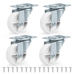 2 Inch Swivel Plate Casters Set of 4 Small Polyurethane Wheels for Furniture and Carts Light Duty Caster Kit with Screws Smooth Rolling Floor Safe Replacement Wheels