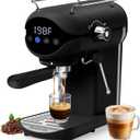 Espresso Machine with Steam Milk Frother Semi Automatic 20 Bar Compact Black with Touch Screen for home Cafetera Espresso, Latte, Cappuccino, Americano, Macchiato