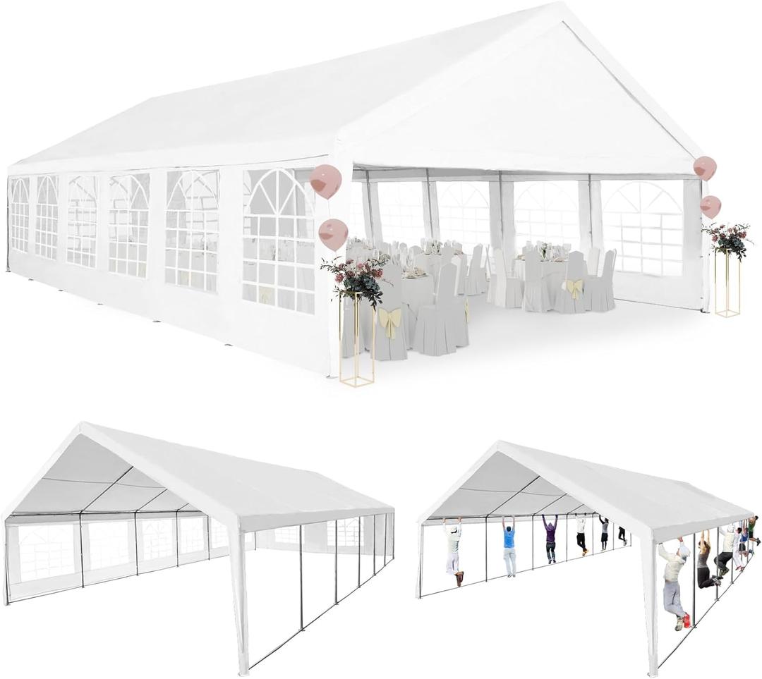 Party Tent 20x40Ft Outdoor Canopy Gazebo Heavy Duty Large Event Shelter Carport White for Wedding Parties BBQ (Gray)