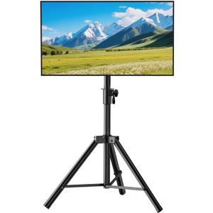 Tripod TV Stand,Outdoor TV Stand for 30-75 inch TVs, Adjustable Height Portable TV Stands with Safety Design, up to 88 lbs, Max VESA 600x400mm, Black(VC-Z1918)
