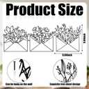 3 Pcs Envelope Flower Wall Art Decor Black Metal Wall Sculpture Decor Hanging Iron Flowers Bedroom Bathroom Art Flower Line Sculpture Minimalist Decoration, 9.84 x 9.84 Inch